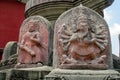 Decoration statues and reliefs in hindu temple Royalty Free Stock Photo