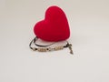 Decoration for Valentine day with red heart and key and letters Royalty Free Stock Photo