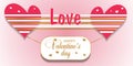 Decoration for Valentine`s day. Two hearts connected and place for text. Vector