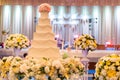 Decoration wedding with cake bubble and lighting in ceremony. Beautiful Wedding Cake. Abstract blurred soft of wedding cake Royalty Free Stock Photo