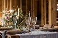 Decoration wedding table before a banquet. Wedding party. Royalty Free Stock Photo