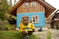 Decoration from statues of wooden dwarfs at the Fairytale Village in PodlesÃÂ­, Czech Republic