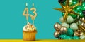 Decoration for 43 years with cupcake and balloons - Birthday card