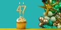 Decoration for 47 years with cupcake and balloons - Birthday card