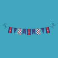 Decorations bunting flags for Cambodia national day holiday in flat design