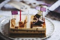 Decorations on a chocolate birthday cake