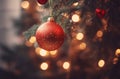Decorations are Mounted on the Christmas Tree Royalty Free Stock Photo