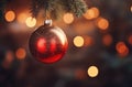 Decorations are Mounted on the Christmas Tree Royalty Free Stock Photo