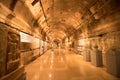 Decorations in the museum in the tunnel under the Great Court of the temple of Jupiter. The ruins of the Roman city of Heliopolis Royalty Free Stock Photo