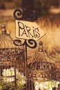 Decorations with Paris sign outdoors Royalty Free Stock Photo