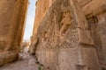 Decorations of the Temple of Bacchus. The ruins of the Roman city of Heliopolis or Baalbek in the Beqaa Valley. Baalbek, Lebanon Royalty Free Stock Photo
