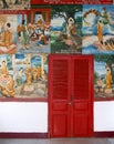 Buddhist wall paintings in a temple in Luang Prabang, Laos