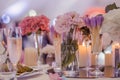 Decorations on wedding tables flowers scenery Royalty Free Stock Photo