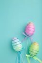 Decorativ eggs on blue background. Easter concept Royalty Free Stock Photo