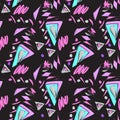 Decorative abstract charcoal doodles isolated seamless pattern