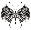 Decorative abstract doodle design butterfly.Tribal vector design.