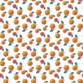 Decorative abstract geometric apple seamless pattern. Minimal summer fruit repeatable motif for wrap, textile, background.