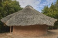 Decorative African hut of ancient tribes in the Danish zoo Royalty Free Stock Photo