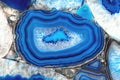 Decorative agate slab. Blue semi-precious stone. Abstract background for design