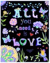 Decorative All you need love colorful poster Royalty Free Stock Photo