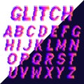 Decorative alphabet letters with electronic glitch effect Royalty Free Stock Photo