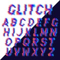 Decorative alphabet letters with electronic glitch effect Royalty Free Stock Photo