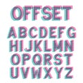 Decorative alphabet letters with Offset Printing effect Royalty Free Stock Photo