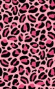 Decorative animal seamless pattern with pink leopard coat texture. Ounce fur backdrop with spots. Colored vector