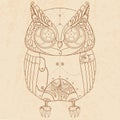 Decorative animal. Steam punk owl