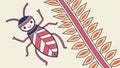 Decorative Ant Icon with Ethnic Pattern Border, vector design Generative AI Royalty Free Stock Photo