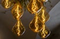 Decorative antique edison style filament light bulbs hanging from the ceiling Royalty Free Stock Photo