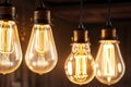 Decorative antique Edison style light bulbs. Generative AI