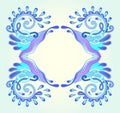 Decorative aquatic blue frame with wave Royalty Free Stock Photo