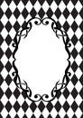 Decorative art nuovo blank frame on Alice in Wonderland style diamond checker pattern A4 vertical format with text place ans space