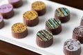 Decorative Artisan Fine Chocolate Candy On Serving Dish