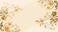 A decorative background featuring elegant golden floral patterns on a soft beige backdrop. horizontal banner, copy space, free Royalty Free Stock Photo