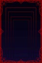 Decorative background patten frame. Red ornament on a Black background.