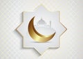 Decorative background for Ramadan Kareem with mosques and crescent