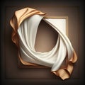 Decorative background with silk fabric and golden frame. Vector illustration. Royalty Free Stock Photo