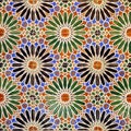 Decorative background of tile socle in Arabic style inside a spanish house.