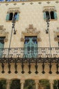 Decorative balcony and windows of Las Ramblas building in Barcelona