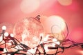 Decorative ball with garland lights for christmas holiday