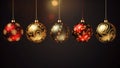 Decorative balls on Christmas background. AI generated Idioma das palavras- Royalty Free Stock Photo