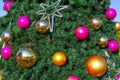 Decorative balls on the Christmas tree Royalty Free Stock Photo