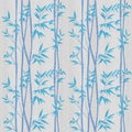Decorative bamboo branches. Bamboo forest background. White-blue coloring seamless patterns.