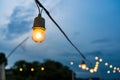 Decorative beautiful vintage lamp bulbs at twilight time Royalty Free Stock Photo