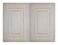 Decorative beige and white two oak wooden kitchen cabinet door Royalty Free Stock Photo