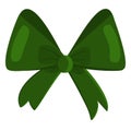 Decorative big green gift bow on white background, vector Royalty Free Stock Photo