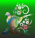 Decorative bird and flowery design