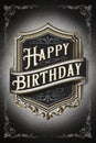 Elegant Happy Birthday Card With Ornate Frame Royalty Free Stock Photo